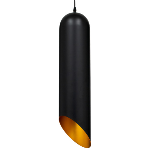  CARSON 01529 Μοντέρνο Κρεμαστό Φωτιστικό Οροφής Μονόφωτο Μαύρο - Χρυσό Μεταλλικό Καμπάνα Φ15 x Υ68cm