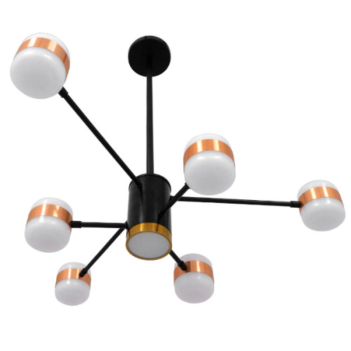  ORNATE 01552 Μοντέρνο Φωτιστικό Οροφής LED 56 Watt Πολύφωτο Μαύρο με Μπρονζέ και Χρυσές Λεπτομέρειες
