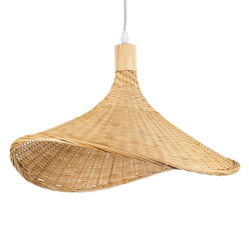 CUBA 01717 Vintage Κρεμαστό Φωτιστικό Οροφής Μονόφωτο Μπεζ Ξύλινο Bamboo Φ43 x Y30cm