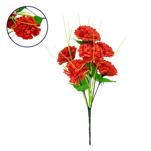 09073 Τεχνητό Φυτό Διακοσμητικό Μπουκέτο Κόκκινο M20cm x Υ35cm Π20cm με 7 X Γαρύφαλλα