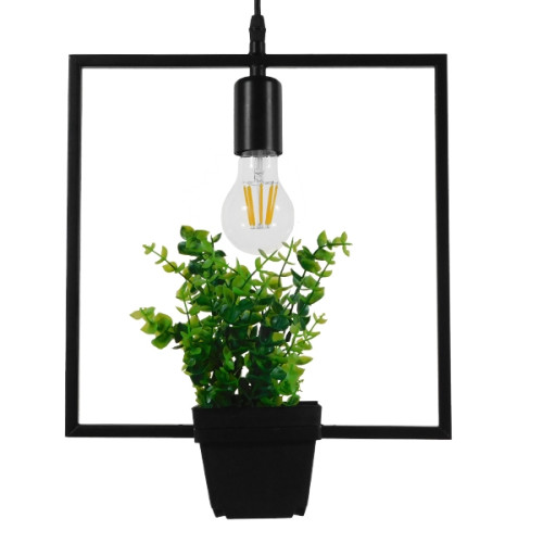  FLOWERPOT 10001211 Μοντέρνο Κρεμαστό Φωτιστικό Οροφής Μονόφωτο Μαύρο Μεταλλικό με Διακοσμητικό Φυτό Φ30 x Y30cm