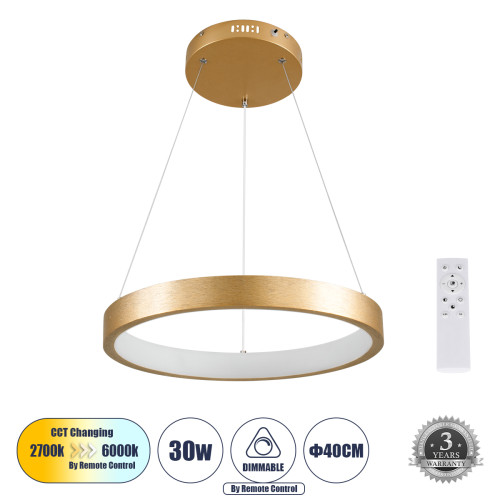  NEMESIS 61157 Κρεμαστό Φωτιστικό Δαχτυλίδι-Κύκλος LED CCT 30W 3513lm 360° AC 220-240V 
