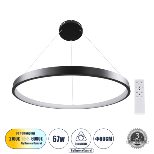  NEMESIS 61161 Κρεμαστό Φωτιστικό Δαχτυλίδι-Κύκλος LED CCT 67W 7689lm 360° AC 220-240V