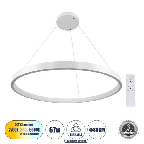  NEMESIS 61162 Κρεμαστό Φωτιστικό Δαχτυλίδι-Κύκλος LED CCT 67W 7689lm 360° AC 220-240V