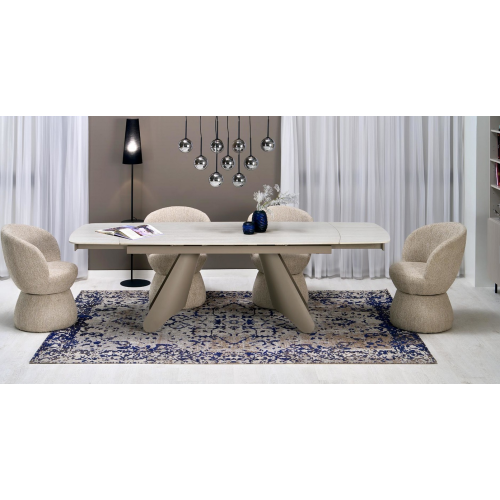 SALIX extension table,  travertine / cashmere
