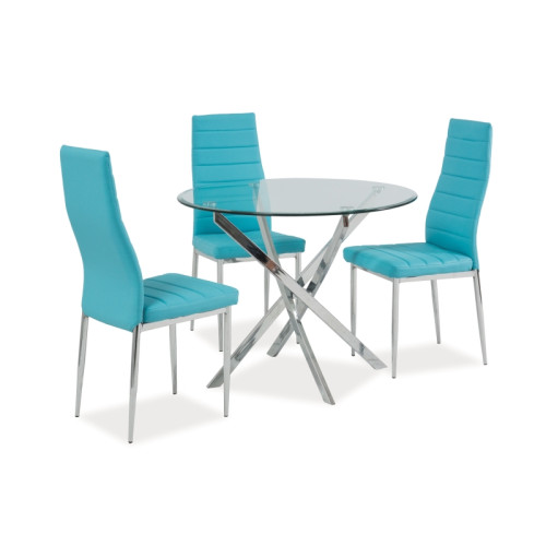 Τραπέζι Agis Φ90x75 βάση χρωμίου/ tempered glass DIOMMI AGIS