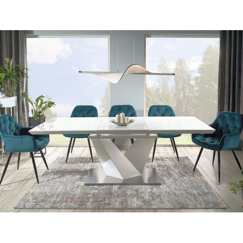 Τραπεζαρία Alaras III 160-220x90x75 λευκή/λευκή λάκα DIOMMI ALARAS3BB160