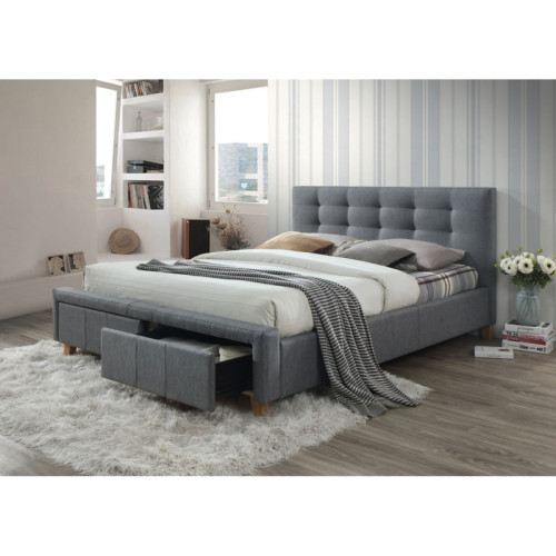 Κρεβάτι υπέρδιπλο επενδυμένο με ύφασμα γκρι ASCOT 160x200 DIOMMI 80-190