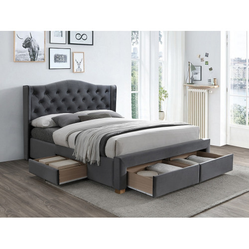 Επενδυμένο κρεβάτι Aspen 160x200 με Βελούδο σε χρώμα Γκρι DIOMMI ASPENIIVSZD