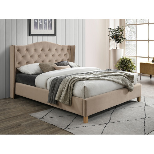 Επενδυμένο κρεβάτι Aspen 160x200 με Βελούδο σε χρώμα Μπεζ DIOMMI ASPENV160BD
