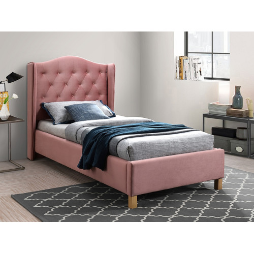 Επενδυμένο κρεβάτι Aspen 90x200 με Βελούδο σε χρώμα Ροζ DIOMMI ASPENV90RD