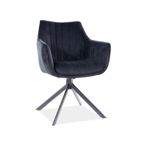 Επενδυμένη καρέκλα Azalia 61x44x86 μαύρη μεταλλική βάση/μαύρο βελούδο bluvel 19 DIOMMI AZALIAVCC