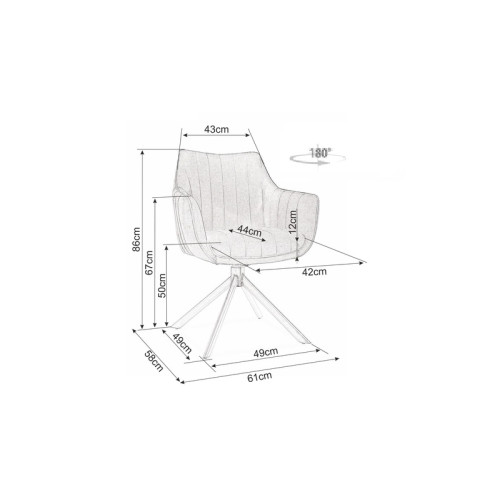 Επενδυμένη καρέκλα Azalia 61x44x86 μαύρη μεταλλική βάση/γκρι βελούδο bluvel 14 DIOMMI AZALIAVCSZ