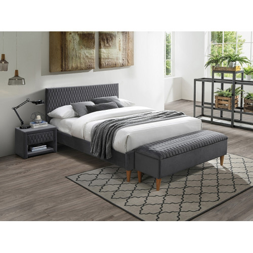 Επενδυμένο κρεβάτι Azurro 160x200  με Βελούδο σε χρώμα Γκρι DIOMMI AZURROV160SZD