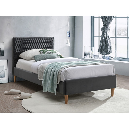 Επενδυμένο κρεβάτι Azurro 90x200 με Βελούδο σε χρώμα Γκρι  DIOMMI AZURROV90SZD