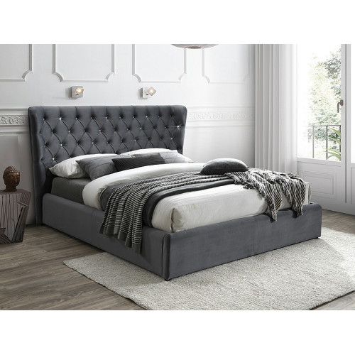 Επενδυμένο κρεβάτι Carven 160x200 με Βελούδο σε χρώμα Γκρι DIOMMI CARVENV160SZ