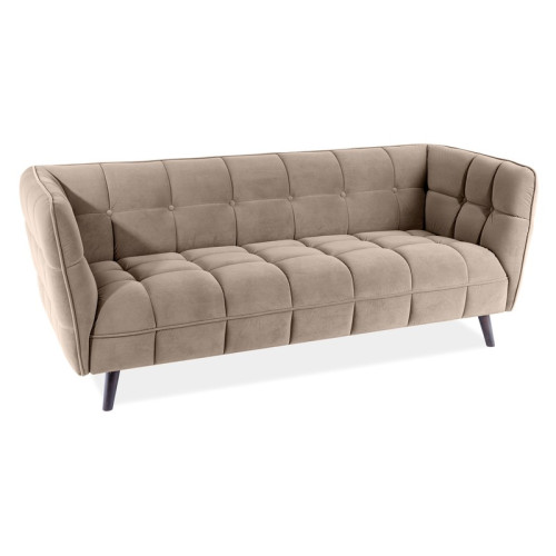 SOFA CASTELLO 3 VELVET C. BEŻ BLUVEL 40 / WENGE