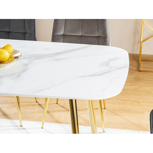 ΤΡΑΠΕΖΙ CERES ΛΕΥΚΟ ΜΑΡΜΑΡΟ ΕΦΕ / ΧΡΥΣΟ ΠΛΑΙΣΙΟ 140X80 DIOMMI CERESBZL140