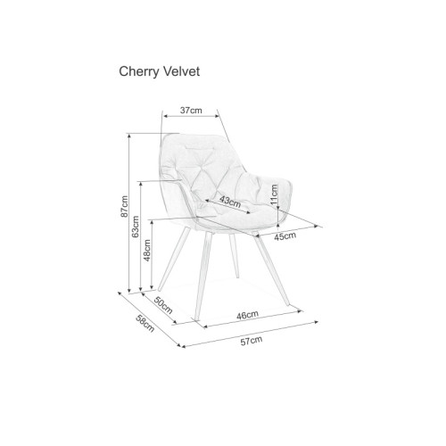 CHERRY VELVET CHAIR ΜΑΥΡΟ ΠΛΑΙΣΙΟ / ΓΚΡΙ BLUVEL14 DIOMMI CHERRYVCSZ