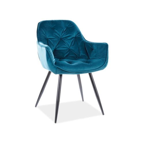 CHERRY VELVET CHAIR ΜΑΥΡΗ ΚΟΡΝΙΖΑ / TURQUOISE BLUVEL 85 DIOMMI CHERRYVCTU