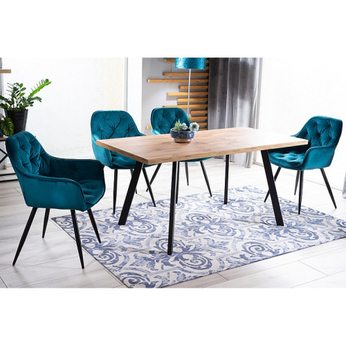 CHERRY VELVET CHAIR ΜΑΥΡΗ ΚΟΡΝΙΖΑ / TURQUOISE BLUVEL 85 DIOMMI CHERRYVCTU