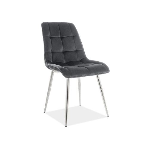 Επενδυμένη καρέκλα ύφασμιμι Chic 50x43x88 χρωμίου/μαύρο βελούδο DIOMMI CHICVCHC