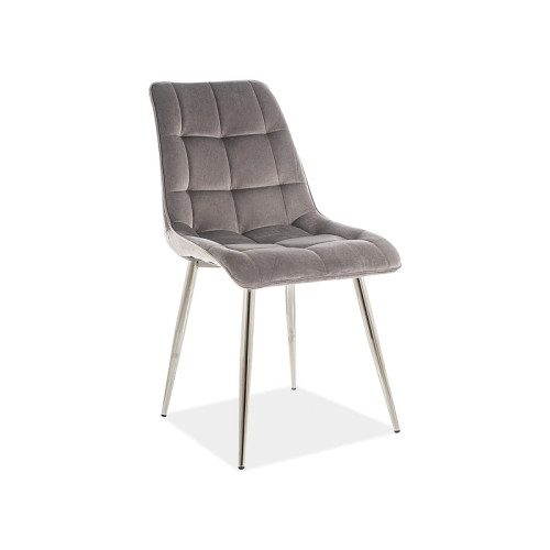 Επενδυμένη καρέκλα Chic 50x43x88 χρωμίου/γκρι βελούδο DIOMMI CHICVCHSZ