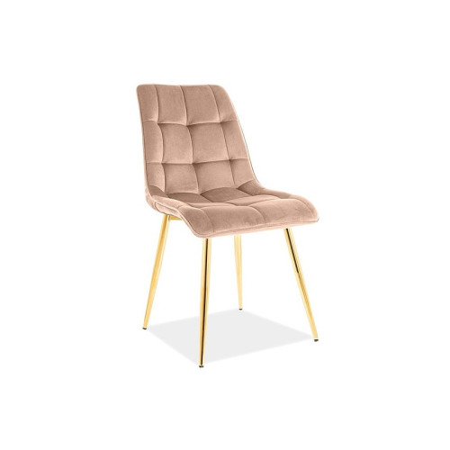 Επενδυμένη καρέκλα ύφασμιμι Chic 50x43x88 χρυσός/μπεζ βελούδο DIOMMI CHICVZLBE