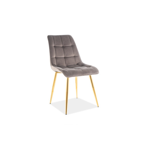 Επενδυμένη καρέκλα ύφασμια Chic 50x43x88 χρυσός/γκρι βελούδο DIOMMI CHICVZLSZ