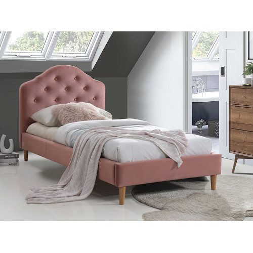 Επενδυμένο κρεβάτι Chloe 90x200 με Βελούδο σε χρώμα Ροζ DIOMMI CHLOEV90RD