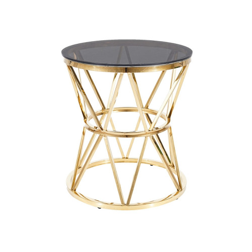 Τραπέζι Clark Φ57x50 καπνιστό tempered glass/χρυσό ανοξείδωτο ατσάλι DIOMMI CLARKCTZL
