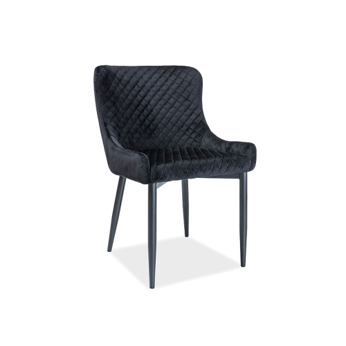 Επενδυμένη καρέκλα τραπεζαρίας Colin B 52x45x82 μεταλλική μαύρη βάση/μαύρο βελούδο bluvel 19 DIOMMI COLINBVCC