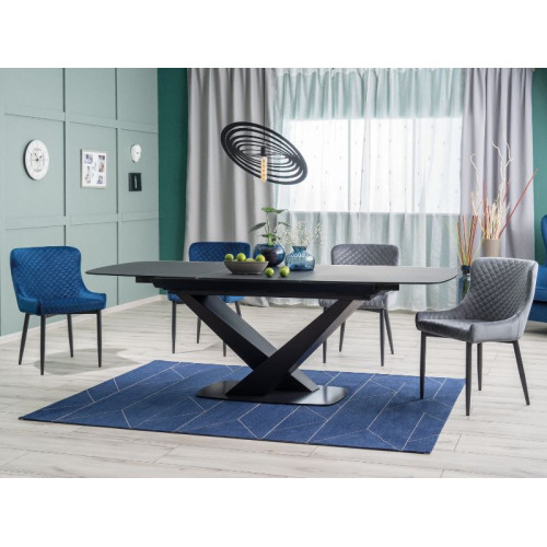 Επενδυμένη καρέκλα τραπεζαρίας Colin B 52x45x82 μεταλλική μαύρη βάση/γκρι βελούδινη bluvel 14 DIOMMI COLINBVCSZ