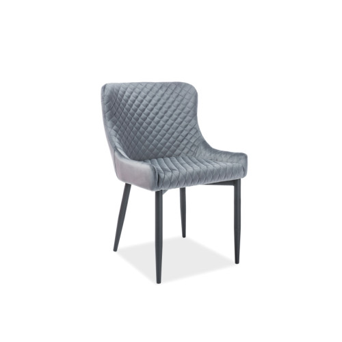 Επενδυμένη καρέκλα τραπεζαρίας Colin B 52x45x82 μεταλλική μαύρη βάση/γκρι βελούδινη bluvel 14 DIOMMI COLINBVCSZ