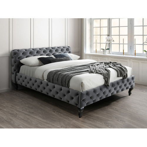Επενδυμένο κρεβάτι Herrera 160х200 με βελούδο σε χρώμα Γκρι DIOMMI HERRERAV160SZW