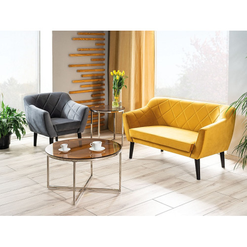 Διθέσιος καναπές Karo2 140x75x76 βελούδινο χρώμα curry bluvel 68 DIOMMI KARO2V68W