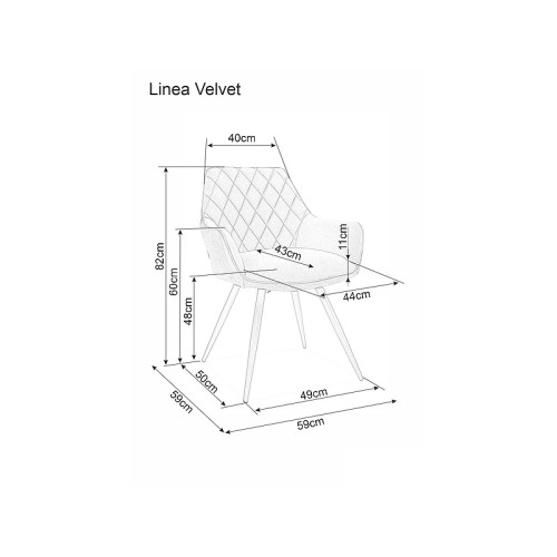 Καρέκλα τραπεζαρίας βελούδινη Linea Velvet 43 x 43x 82 DIOMMI LINEAVCC