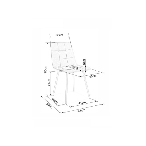 Επενδυμένη καρέκλα ύφασμια MIla 45x41x86 μαύρο/τιρκουάζ βελούδο DIOMMI MILAVCTU