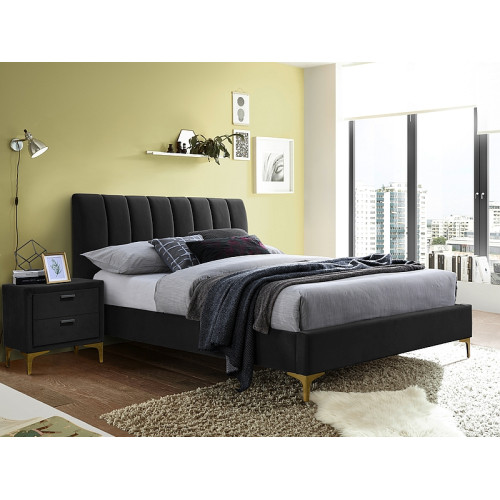 Κρεβάτι Mirage επενδυμένο κρεβάτι 160x200 μεταλλική χρυσή βάση/μαύρο βελούδο 186 DIOMMI MIRAGEV160C