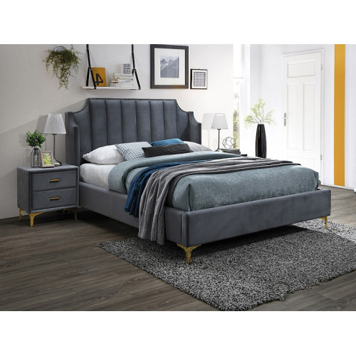 Επενδυμένο κρεβάτι Monaco 160x200 με Βελούδο σε χρώμα Γκρι DIOMMI MONAKOV160SZZL