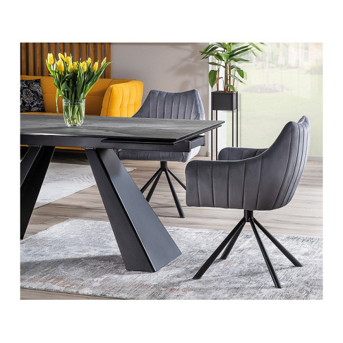 SALVADORE ΚΕΡΑΜΙΚΟ ΤΡΑΠΕΖΙ ΓΚΡΙ ΜΑΡΜΑΡΟ / ΜΑΥΡΟ ΜΑΤ (160-240) X90 DIOMMI SALVADORESZC