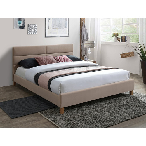 Επενδυμένο κρεβάτι Sierra 160x200 με Βελούδο σε χρώμα Μπεζ  DIOMMI SIERRAV160ΚΡΕΒΑΤΙ