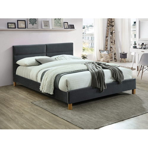 Επενδυμένο κρεβάτι Sierra 160x200 με Βελούδο σε χρώμα Γκρι DIOMMI SIERRAV160SZD