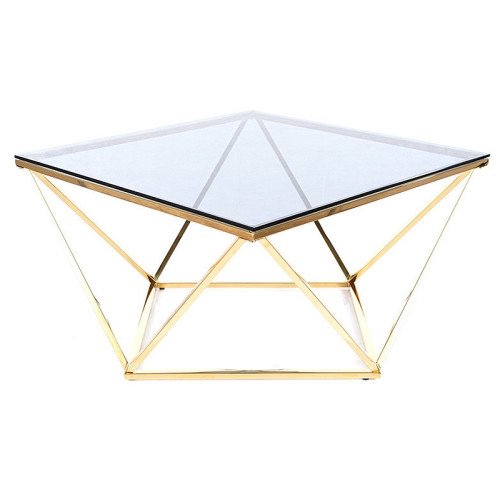 Μεταλλικό τραπέζι σαλονιού Silver  με γυάλινη επιφάνεια 80х80 Χρυσό DIOMMI SILVERACZL