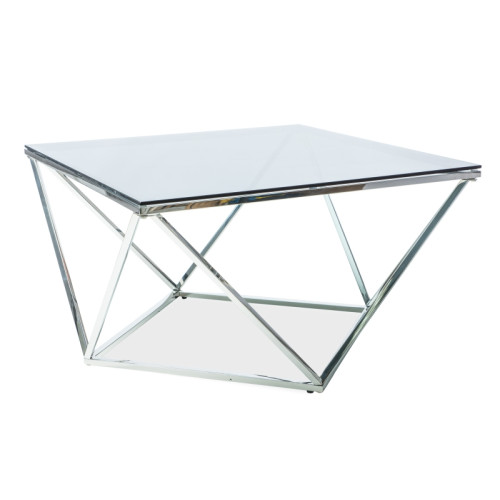 Μεταλλικό τραπέζι σαλονιού Silver με γυάλινη επιφάνεια 80х80 Ασημένιο DIOMMI SILVERASC