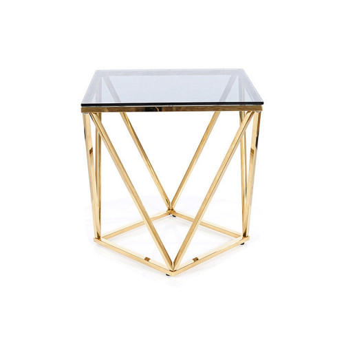 Μεταλλικό τραπέζι σαλονιού Silver B με γυάλινη επιφάνεια  50X50 Χρυσό DIOMMI SILVERBCZL