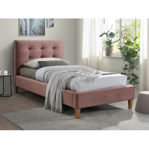 Επενδυμένο κρεβάτι Texas 90x200 με Βελούδο σε χρώμα Ροζ  DIOMMI TEXASV90RD