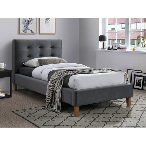 Επενδυμένο κρεβάτι Texas 90x200  με Βελούδο σε χρώμα Γκρι  DIOMMI TEXASV90SZD