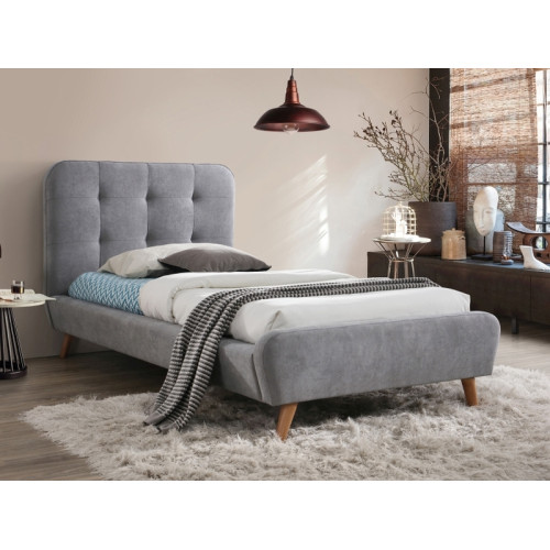 Επενδυμένο κρεβάτι υφασμάτινο χρώματος γκρι TIFFANY 90x200 DIOMMI 80-1946