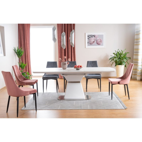 Επενδυμένη καρέκλα τραπεζαρίας Trix B 49x47x89 μαύρος μεταλλικός σκελετός/γκρι βελούδινο μπλε 14 DIOMMI TRIXBVCSZ